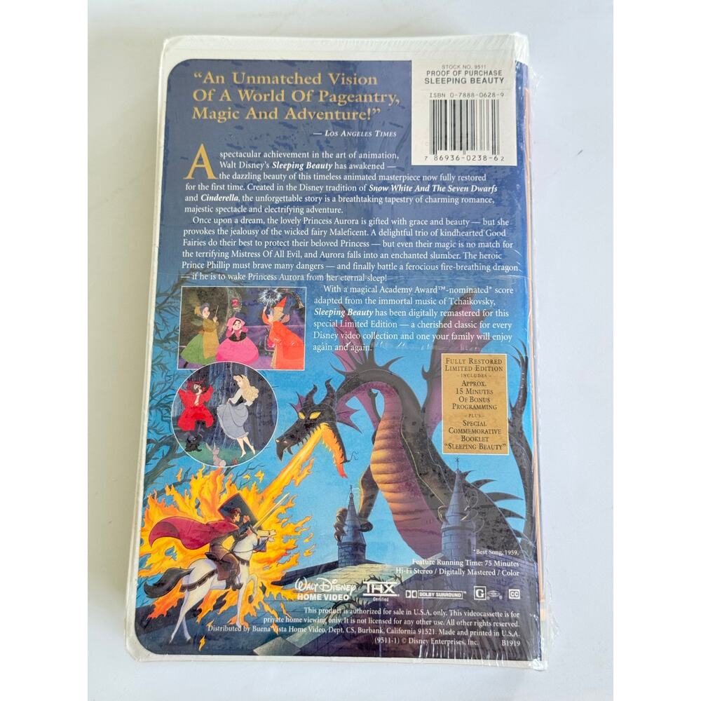Sleeping Beauty Limited Edition VHS 9511 Disney Masterpiece 1997 NEW Sealed Y2K - Picture 2 of 5